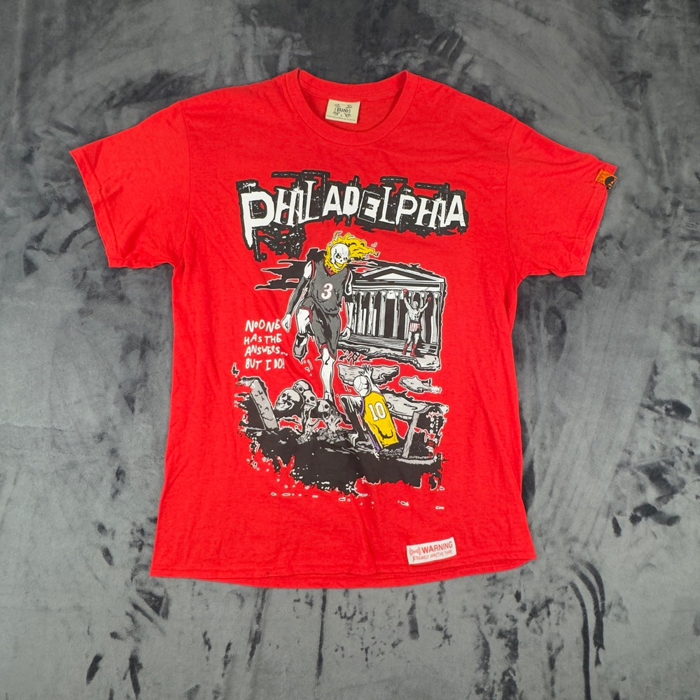 (Brand) Philadelphia Graphic T-Shirt Mens Large Red Allen Iverson Skeleton Tee